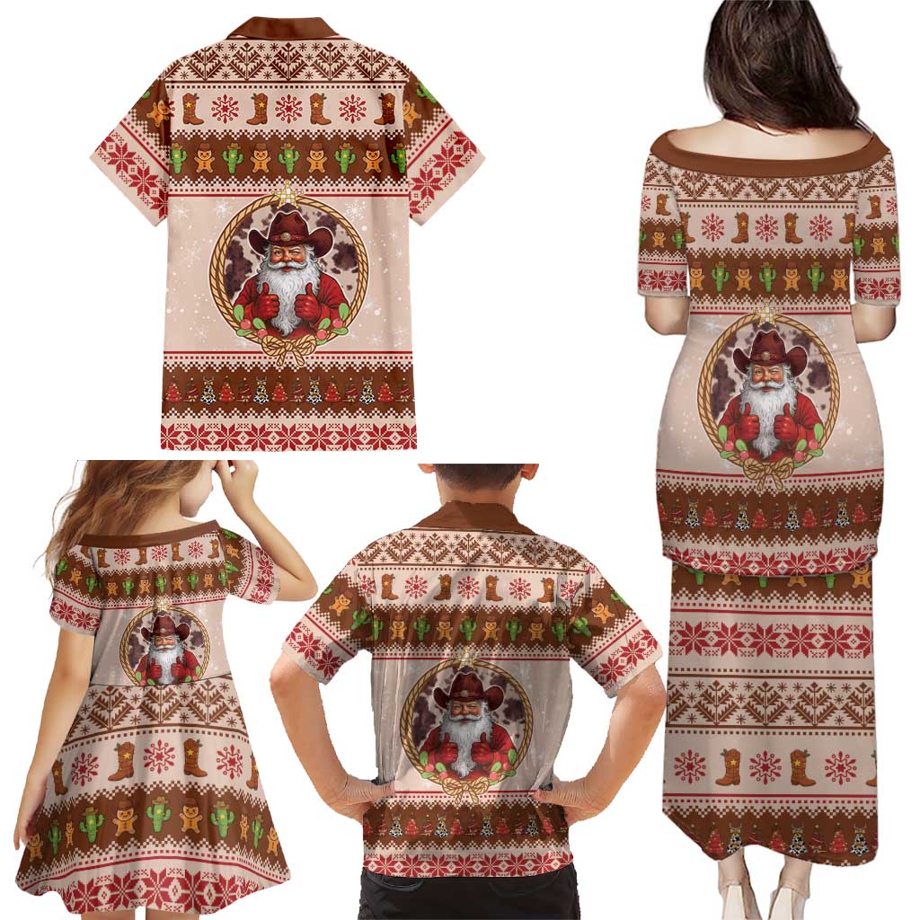 Howdy Christmas Family Matching Puletasi and Hawaiian Shirt Cowboy Santa Western Xmas - Wonder Print Shop