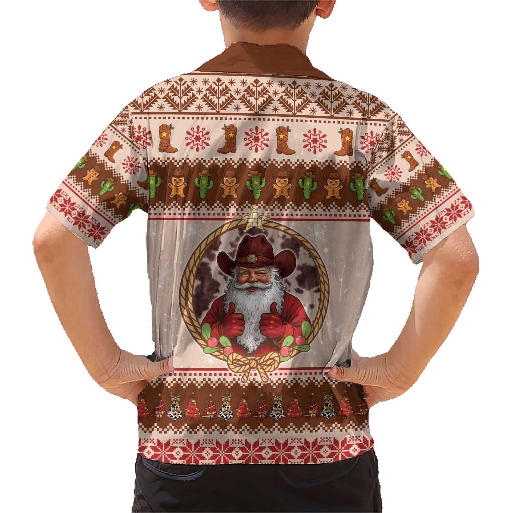 Howdy Christmas Family Matching Short Sleeve Bodycon Dress and Hawaiian Shirt Cowboy Santa Western Xmas - Wonder Print Shop