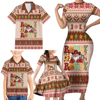 Howdy Christmas Family Matching Short Sleeve Bodycon Dress and Hawaiian Shirt Cowboy Santa Western Xmas - Wonder Print Shop