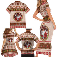 Howdy Christmas Family Matching Short Sleeve Bodycon Dress and Hawaiian Shirt Cowboy Santa Western Xmas - Wonder Print Shop