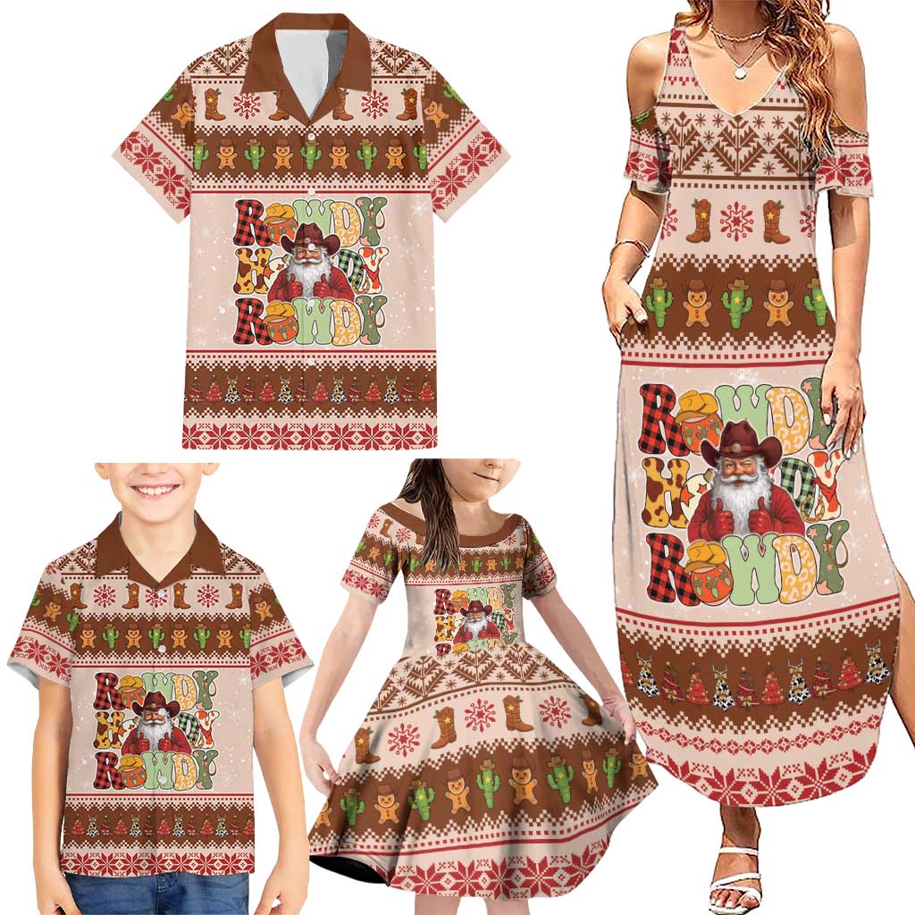 Howdy Christmas Family Matching Summer Maxi Dress and Hawaiian Shirt Cowboy Santa Western Xmas - Wonder Print Shop