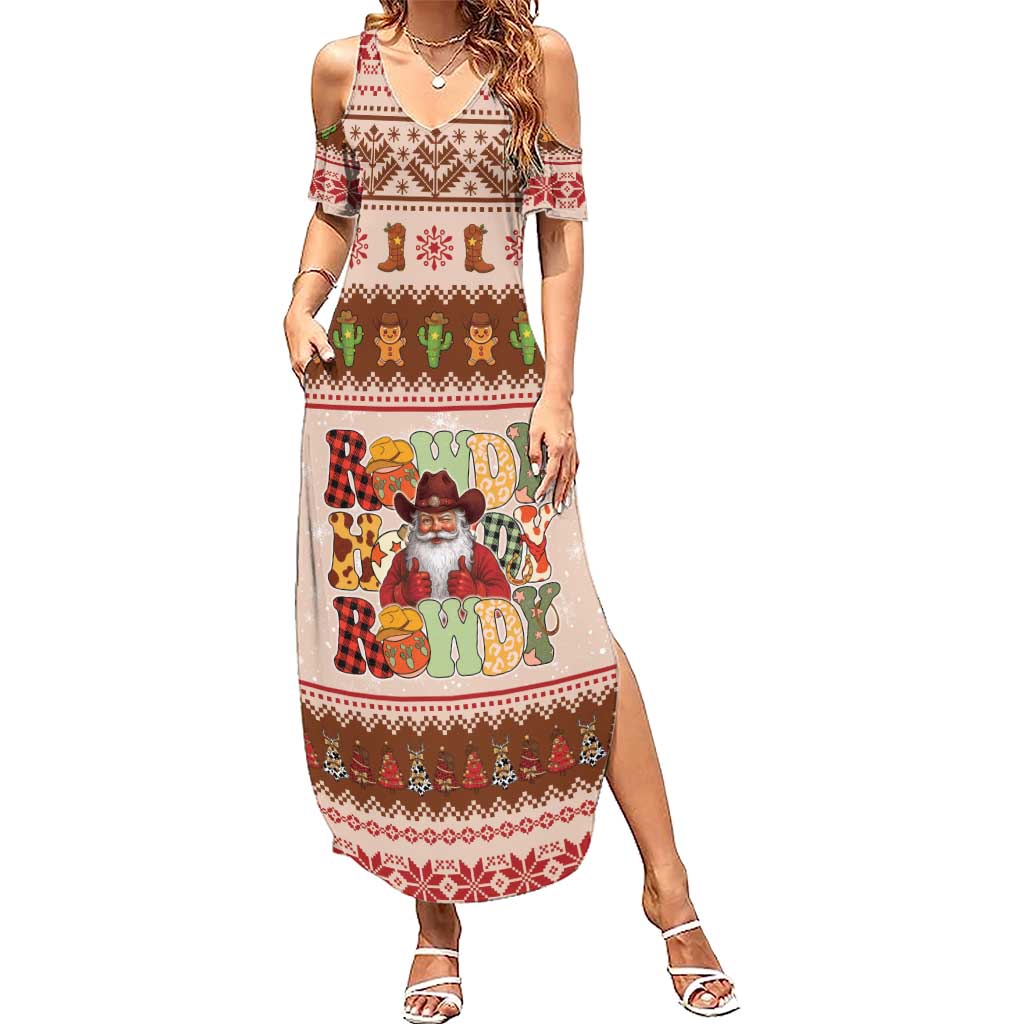 Howdy Christmas Family Matching Summer Maxi Dress and Hawaiian Shirt Cowboy Santa Western Xmas - Wonder Print Shop