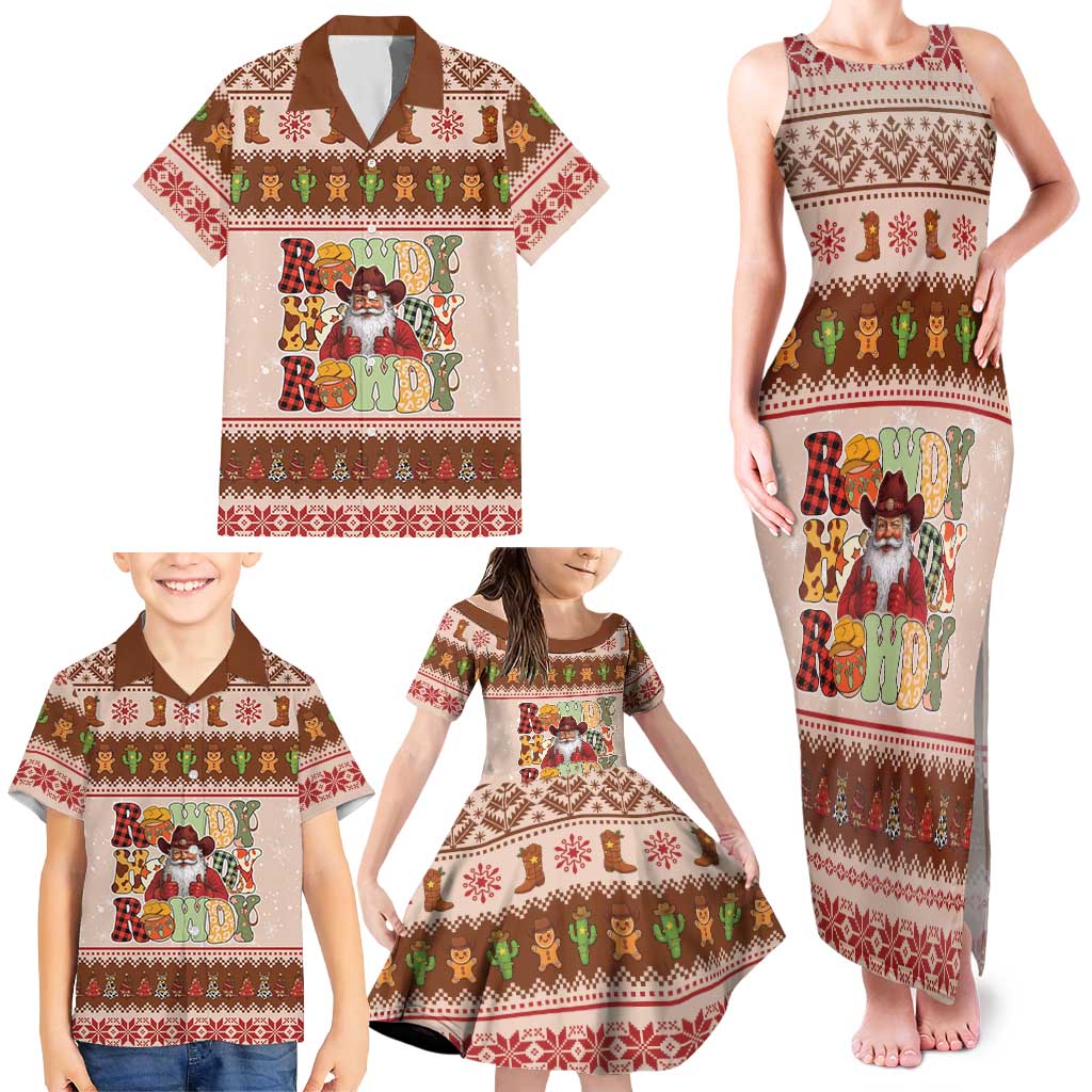 Howdy Christmas Family Matching Tank Maxi Dress and Hawaiian Shirt Cowboy Santa Western Xmas - Wonder Print Shop