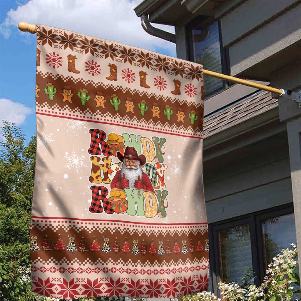 Howdy Christmas Garden Flag Cowboy Santa Western Xmas - Wonder Print Shop