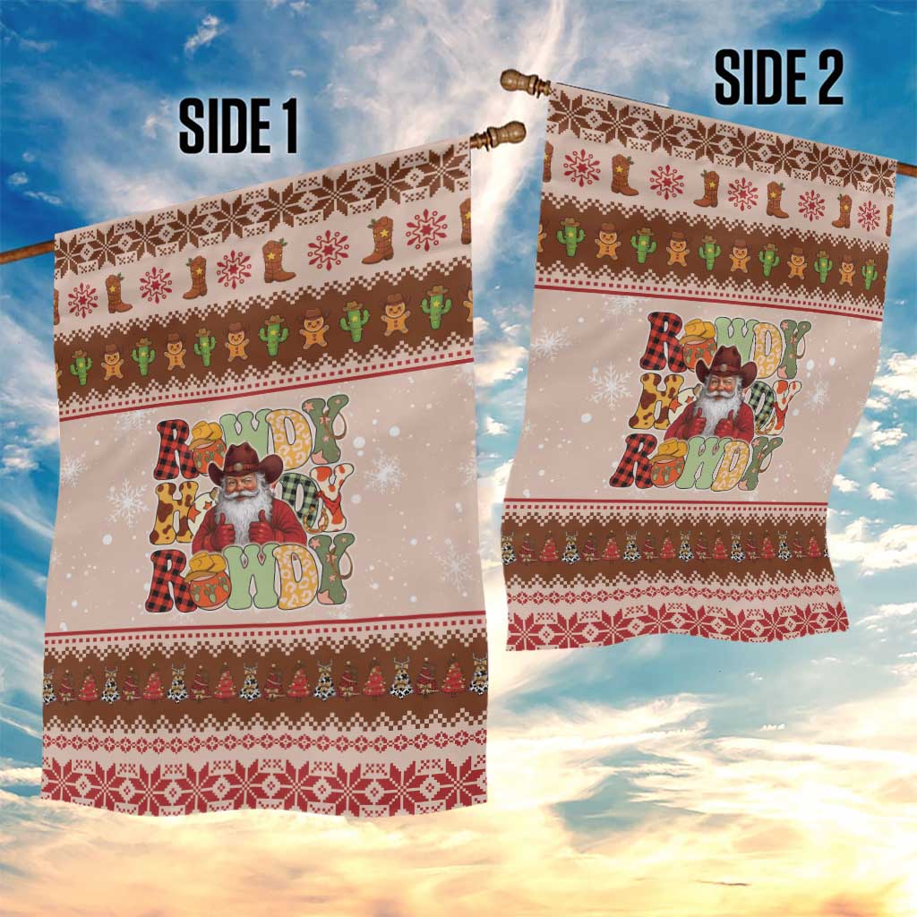 Howdy Christmas Garden Flag Cowboy Santa Western Xmas - Wonder Print Shop
