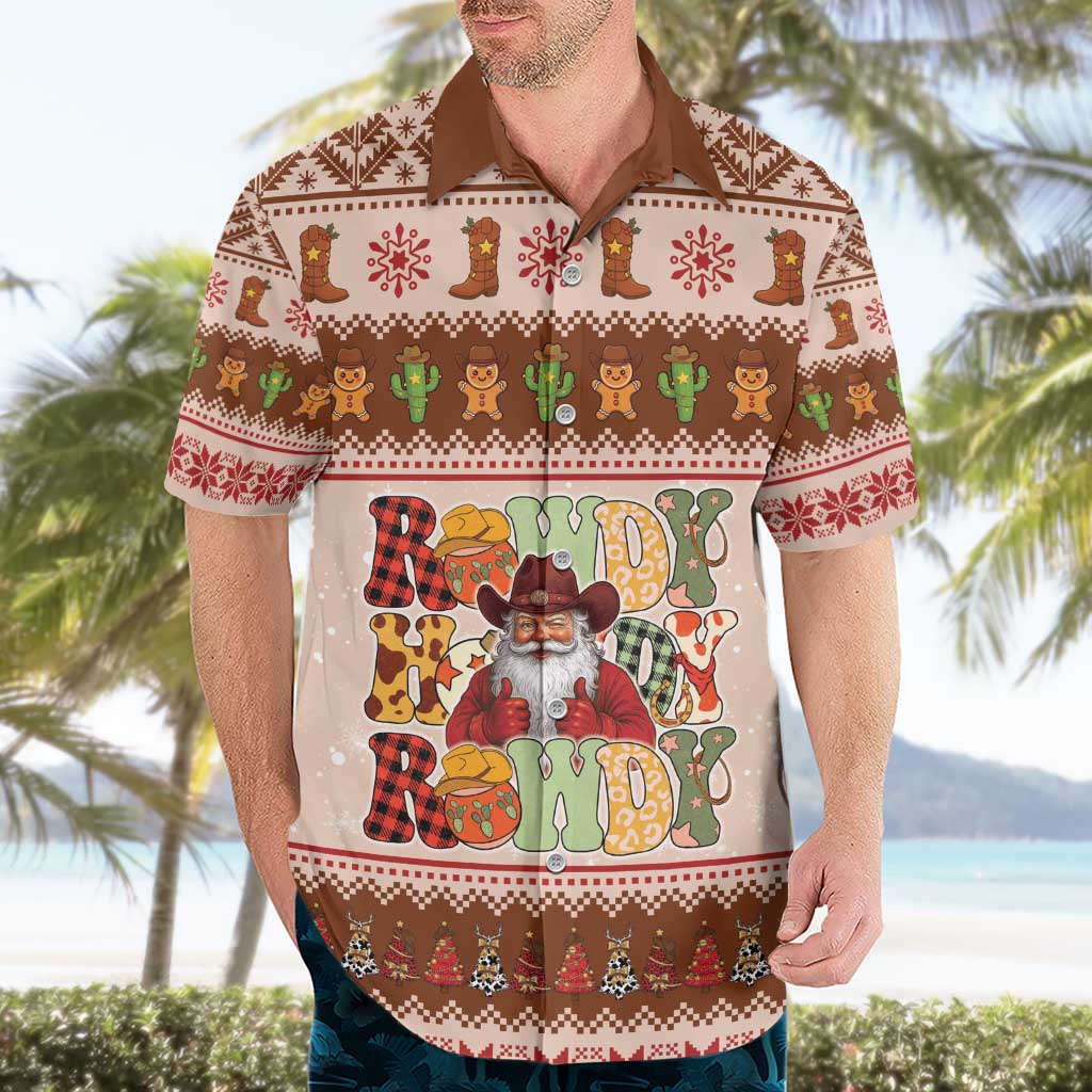 Howdy Christmas Hawaiian Shirt Cowboy Santa Western Xmas - Wonder Print Shop