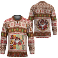 Howdy Christmas Hockey Jersey Cowboy Santa Western Xmas - Wonder Print Shop