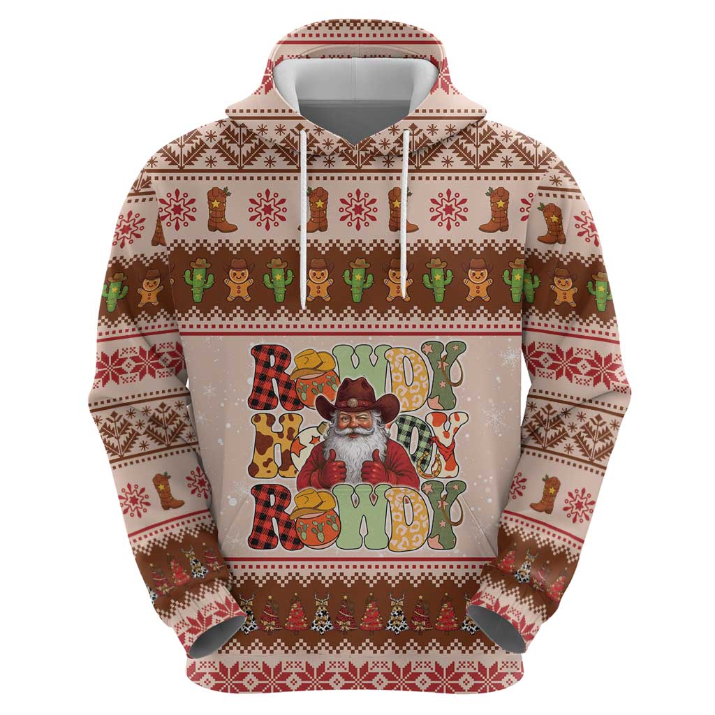 Howdy Christmas Hoodie Cowboy Santa Western Xmas - Wonder Print Shop