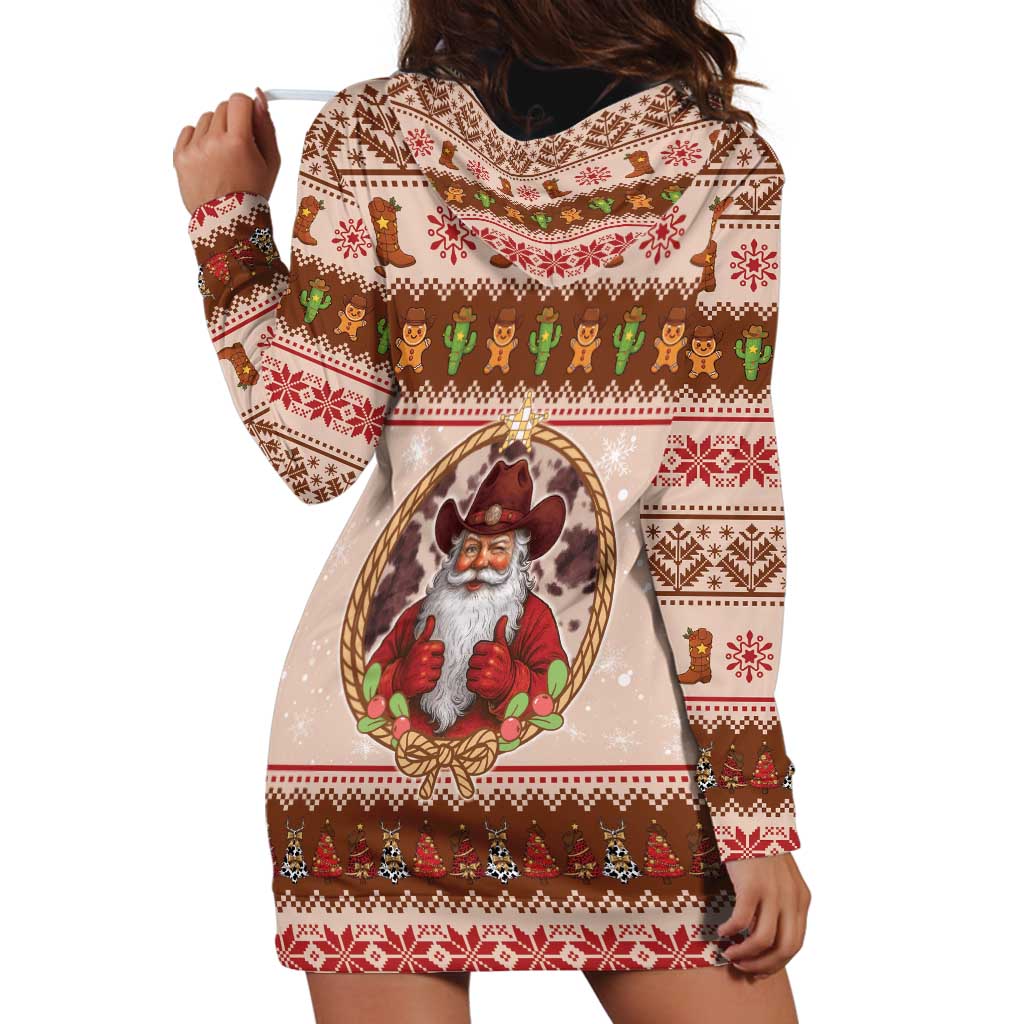 Howdy Christmas Hoodie Dress Cowboy Santa Western Xmas - Wonder Print Shop