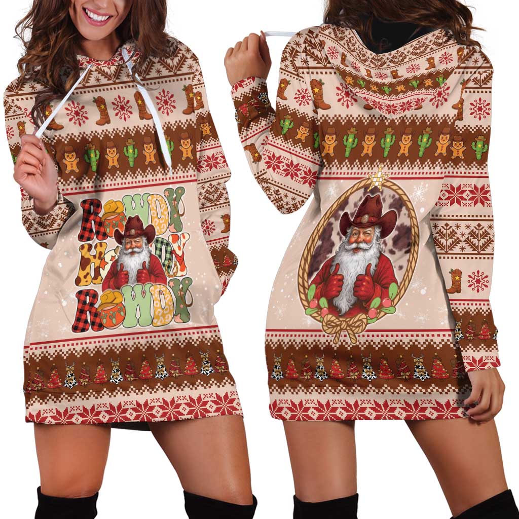 Howdy Christmas Hoodie Dress Cowboy Santa Western Xmas - Wonder Print Shop