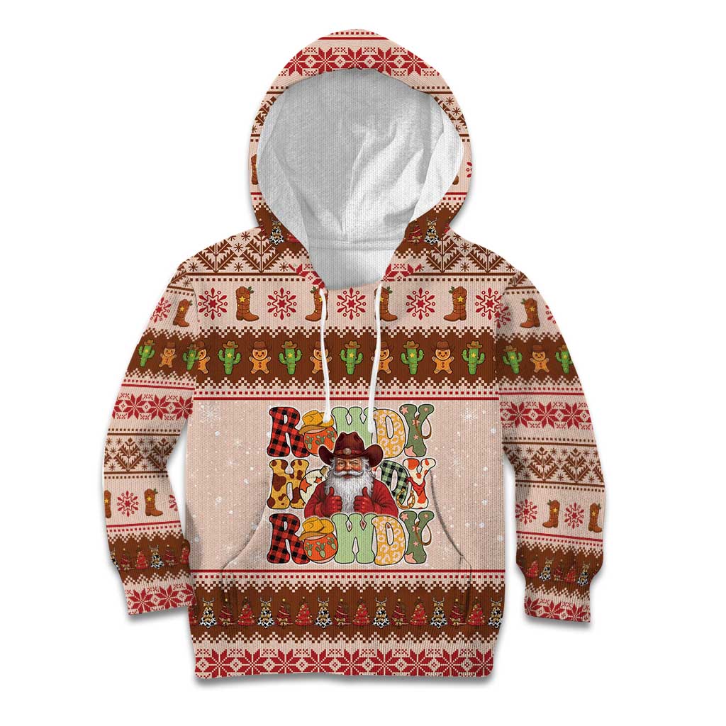 Howdy Christmas Kid Hoodie Cowboy Santa Western Xmas - Wonder Print Shop