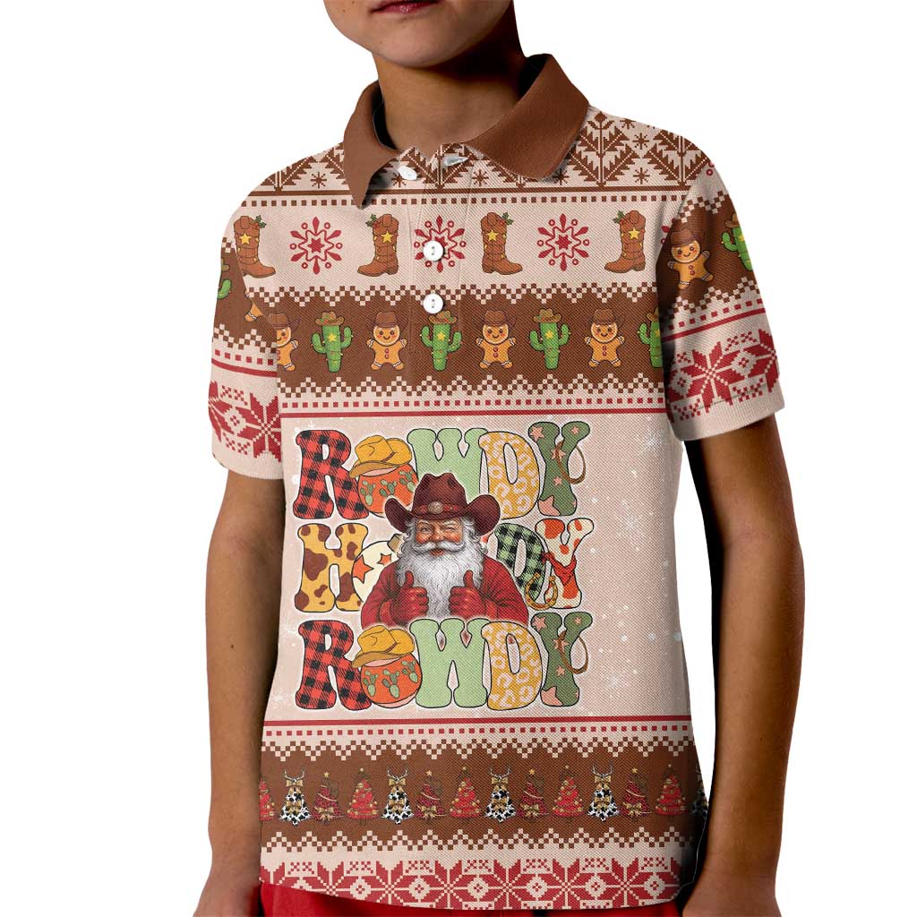 Howdy Christmas Kid Polo Shirt Cowboy Santa Western Xmas - Wonder Print Shop