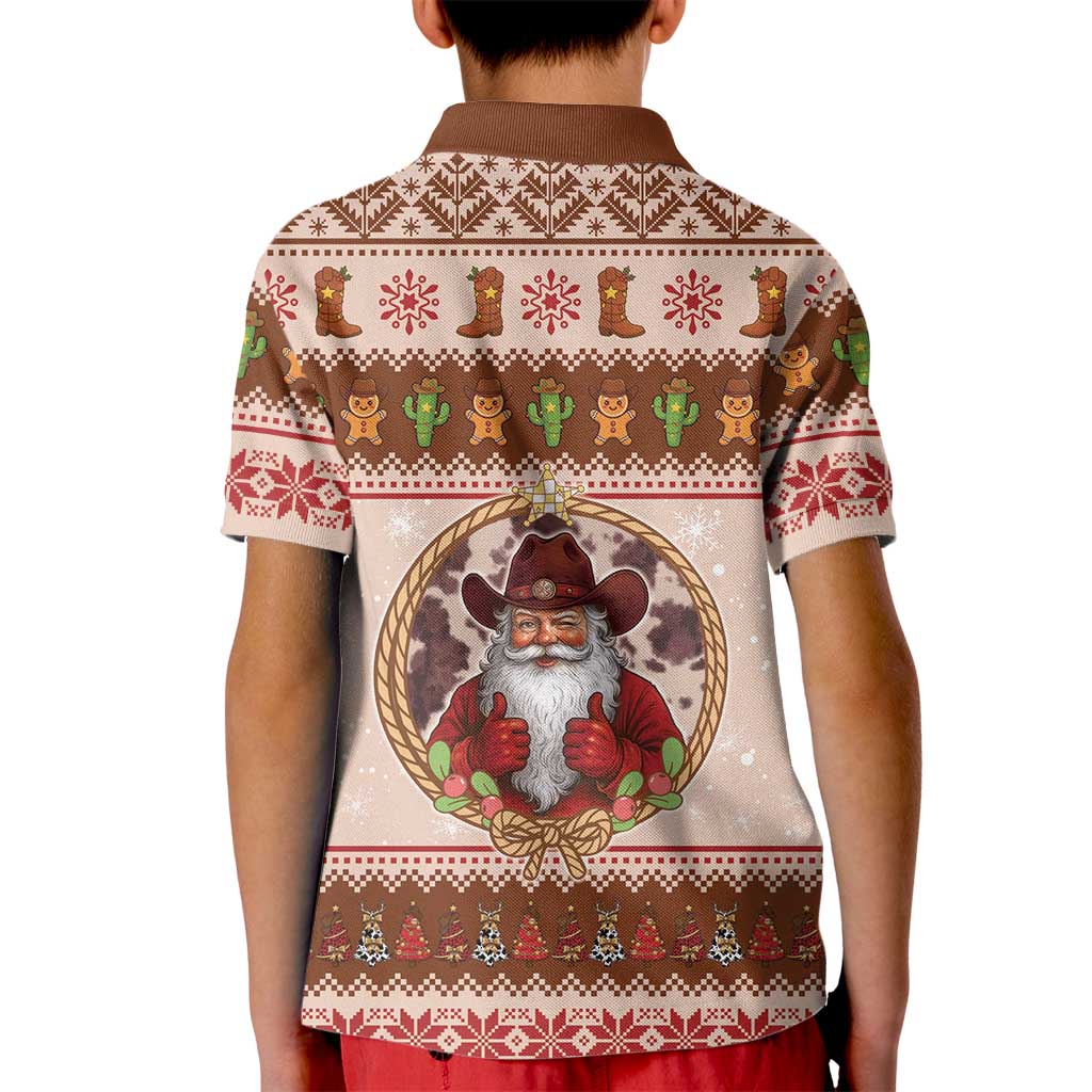 Howdy Christmas Kid Polo Shirt Cowboy Santa Western Xmas - Wonder Print Shop