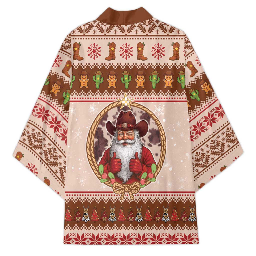 Howdy Christmas Kimono Cowboy Santa Western Xmas - Wonder Print Shop