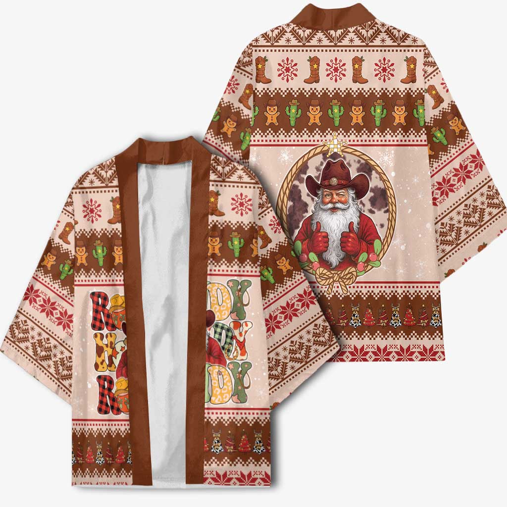 Howdy Christmas Kimono Cowboy Santa Western Xmas - Wonder Print Shop
