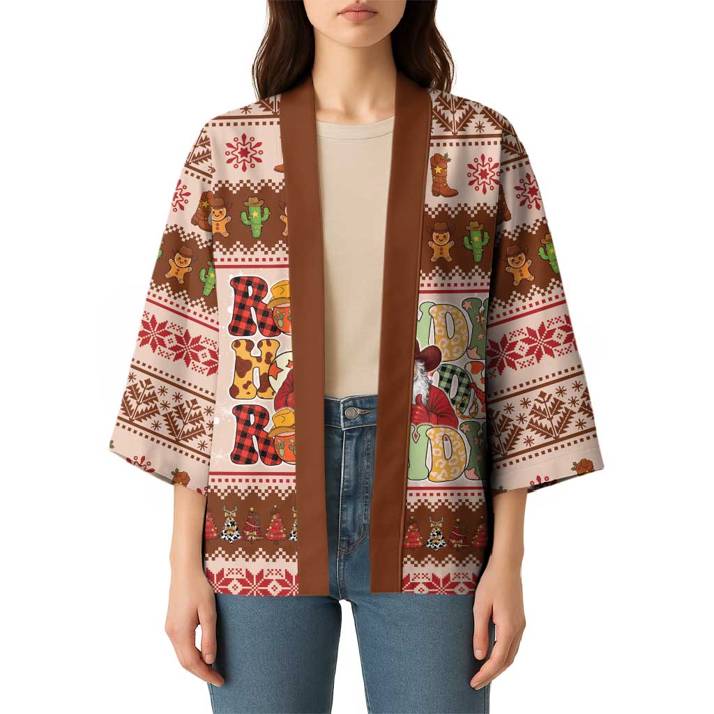 Howdy Christmas Kimono Cowboy Santa Western Xmas - Wonder Print Shop
