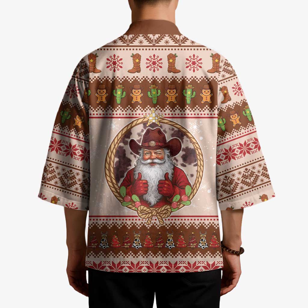 Howdy Christmas Kimono Cowboy Santa Western Xmas - Wonder Print Shop