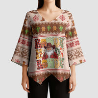 Howdy Christmas Kimono Sleeve Blouse Cowboy Santa Western Xmas - Wonder Print Shop