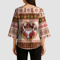 Howdy Christmas Kimono Sleeve Blouse Cowboy Santa Western Xmas - Wonder Print Shop