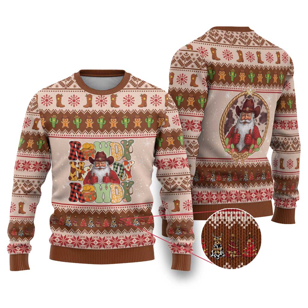 Howdy Christmas Ugly Christmas Sweater Cowboy Santa Western Xmas - Wonder Print Shop