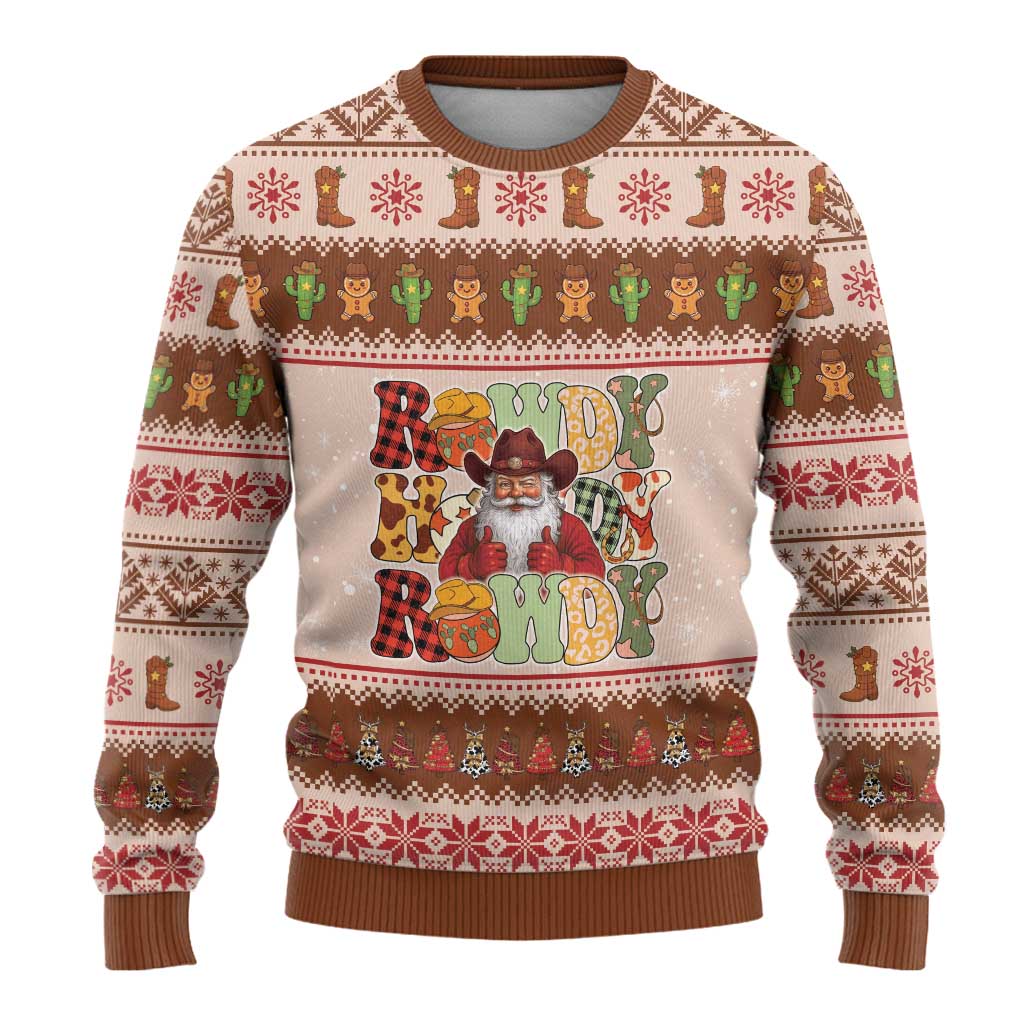 Howdy Christmas Ugly Christmas Sweater Cowboy Santa Western Xmas - Wonder Print Shop