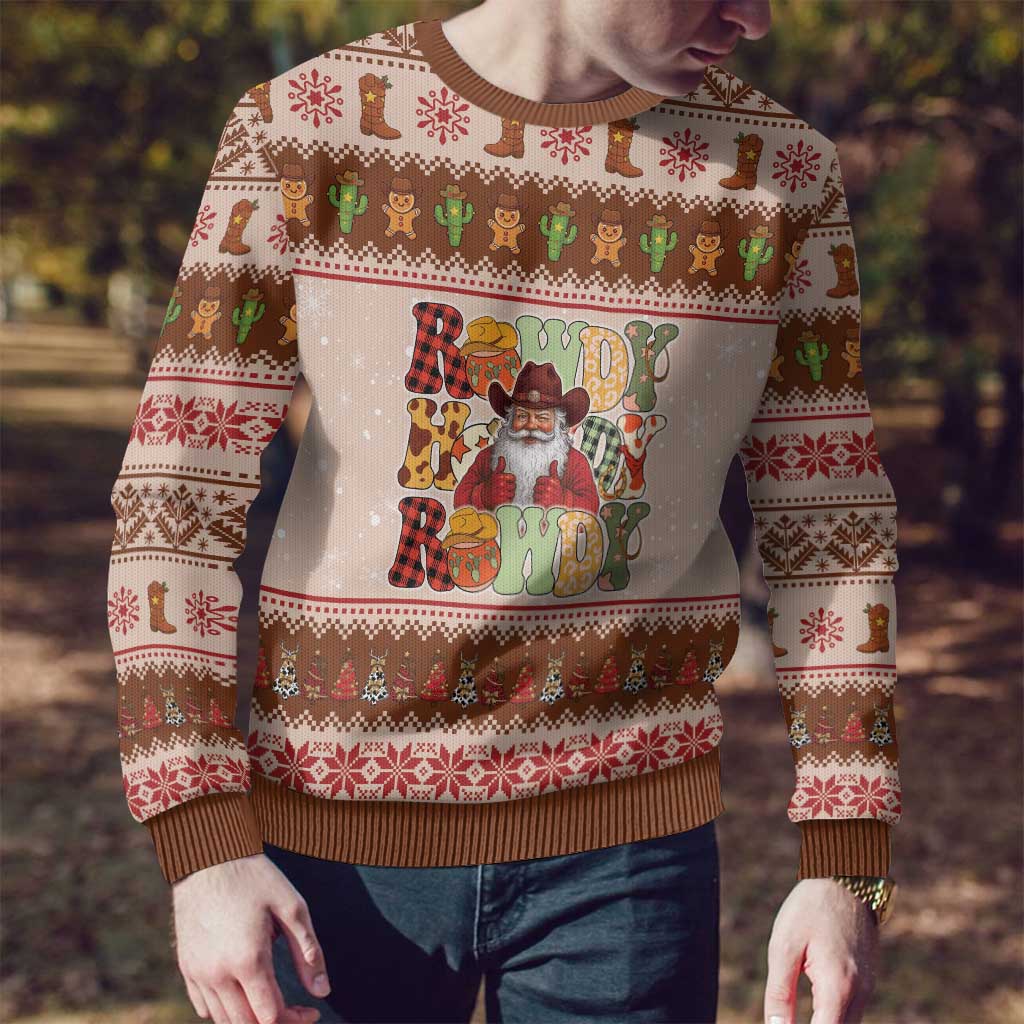 Howdy Christmas Ugly Christmas Sweater Cowboy Santa Western Xmas - Wonder Print Shop
