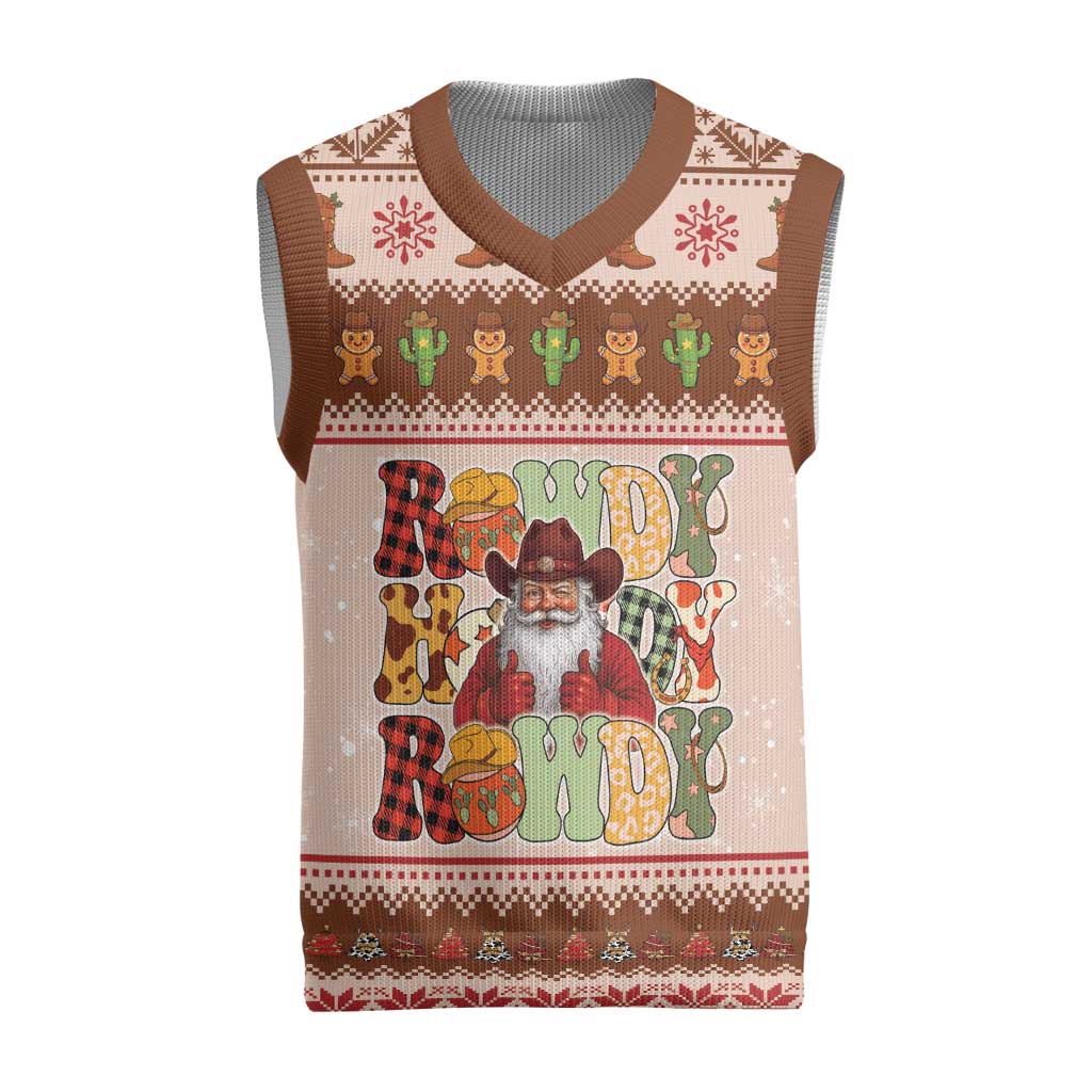 Howdy Christmas Knitted V-Neck Vest Cowboy Santa Western Xmas - Wonder Print Shop