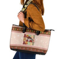 Howdy Christmas Leather Tote Bag Cowboy Santa Western Xmas - Wonder Print Shop