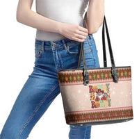 Howdy Christmas Leather Tote Bag Cowboy Santa Western Xmas - Wonder Print Shop