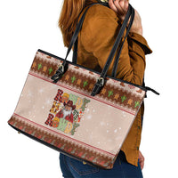 Howdy Christmas Leather Tote Bag Cowboy Santa Western Xmas - Wonder Print Shop