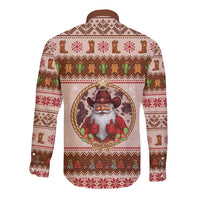 Howdy Christmas Long Sleeve Button Shirt Cowboy Santa Western Xmas - Wonder Print Shop
