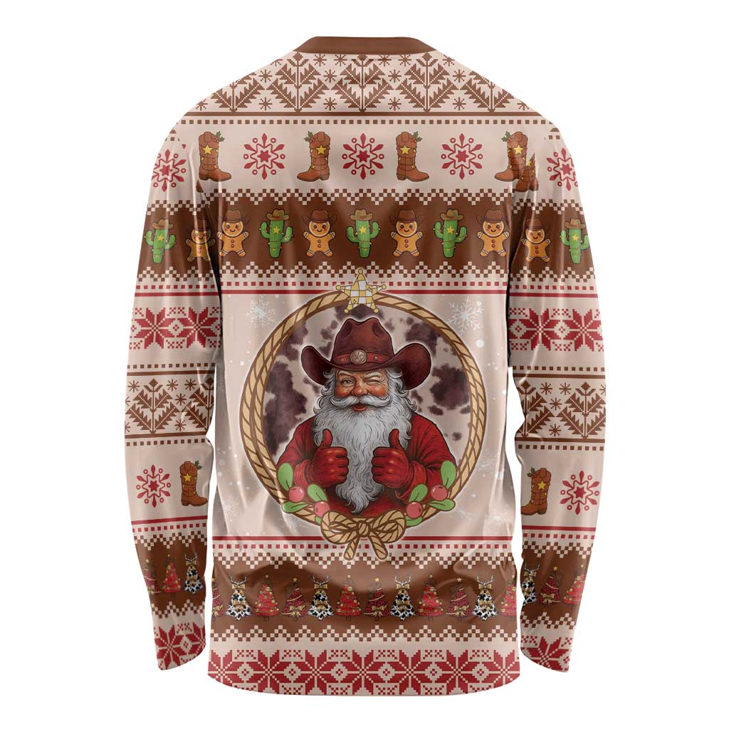 Howdy Christmas Long Sleeve Shirt Cowboy Santa Western Xmas - Wonder Print Shop
