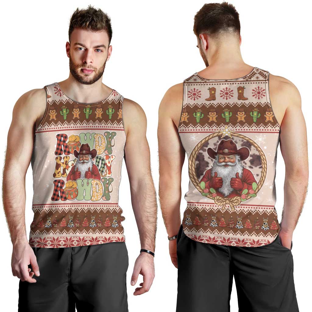 Howdy Christmas Men Tank Top Cowboy Santa Western Xmas - Wonder Print Shop