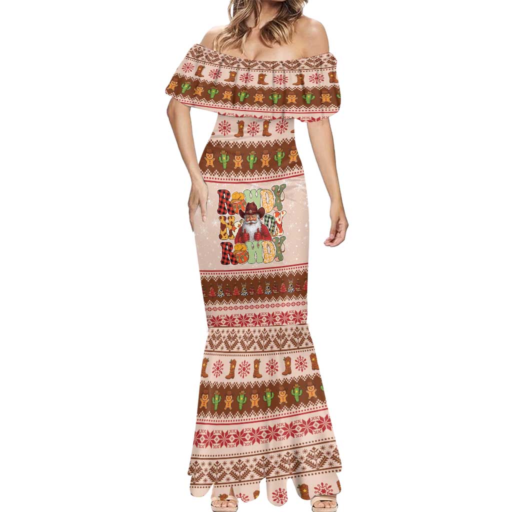 Howdy Christmas Mermaid Dress Cowboy Santa Western Xmas - Wonder Print Shop