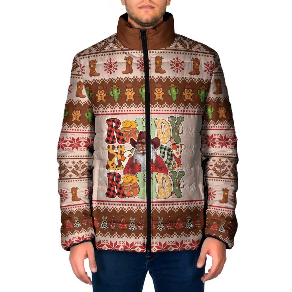 Howdy Christmas Padded Jacket Cowboy Santa Western Xmas - Wonder Print Shop