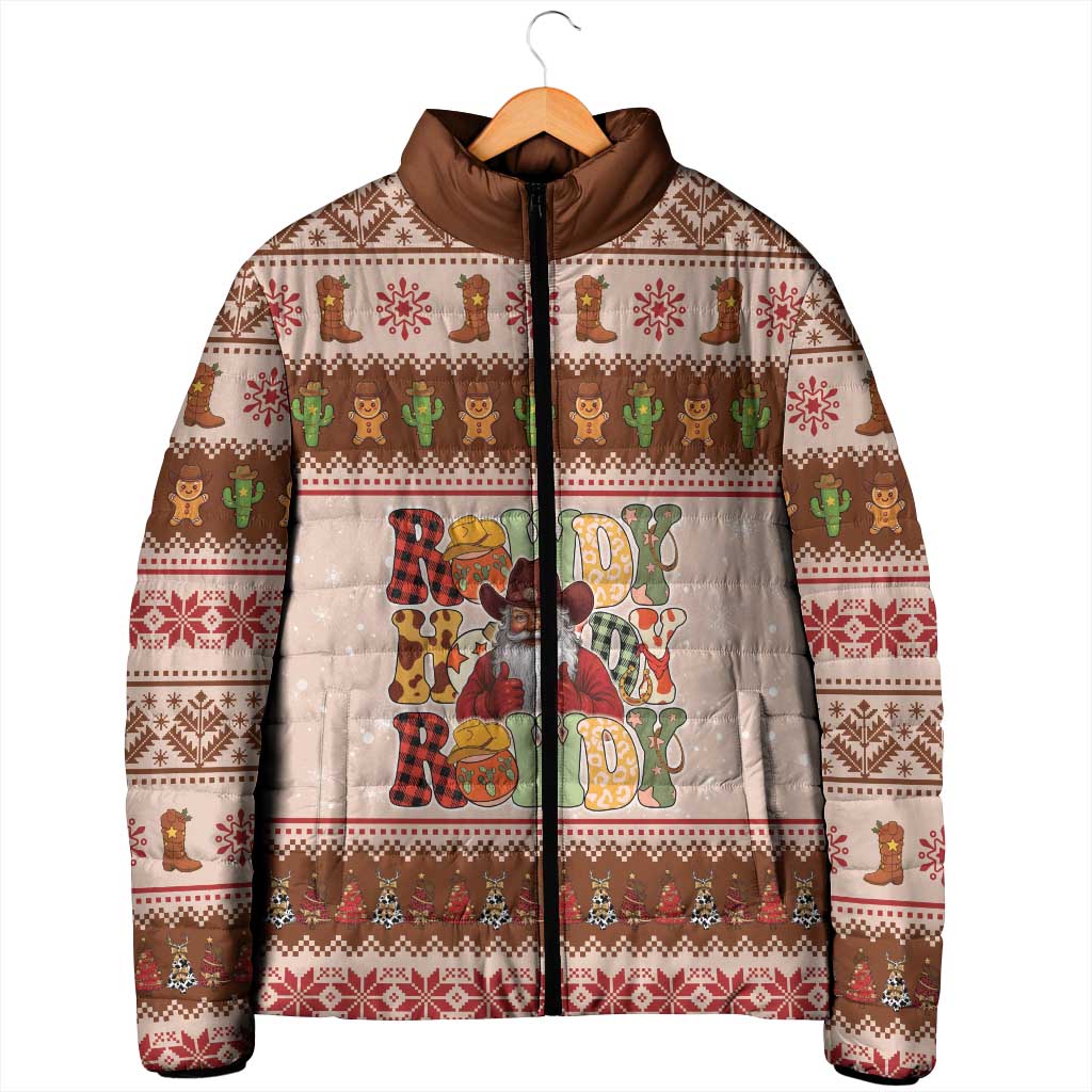 Howdy Christmas Padded Jacket Cowboy Santa Western Xmas - Wonder Print Shop