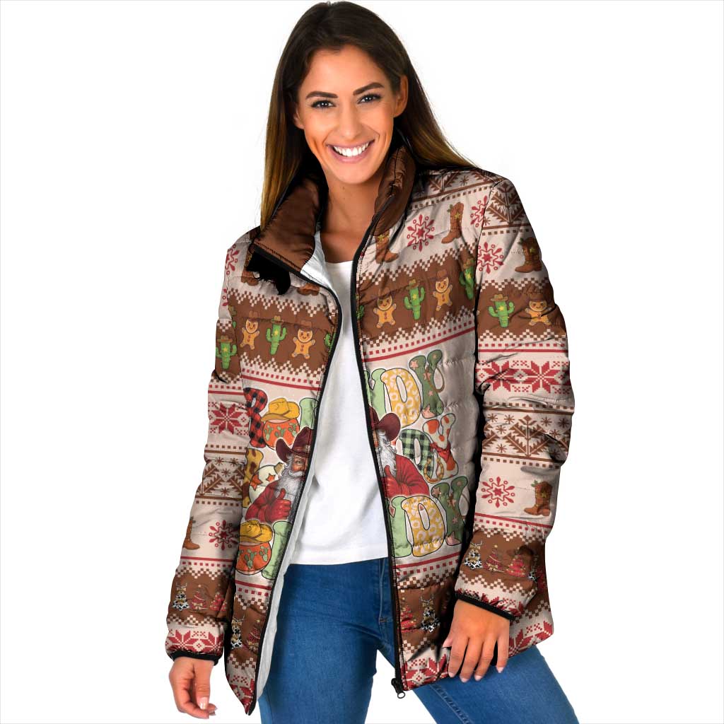Howdy Christmas Padded Jacket Cowboy Santa Western Xmas - Wonder Print Shop