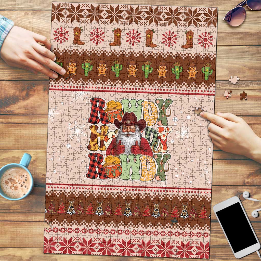 Howdy Christmas Puzzle Cowboy Santa Western Xmas - Wonder Print Shop