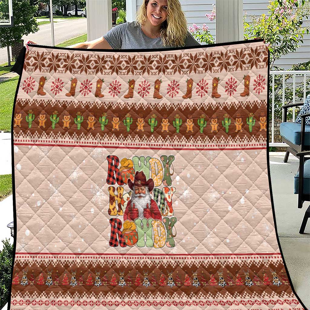 Howdy Christmas Quilt Cowboy Santa Western Xmas - Wonder Print Shop