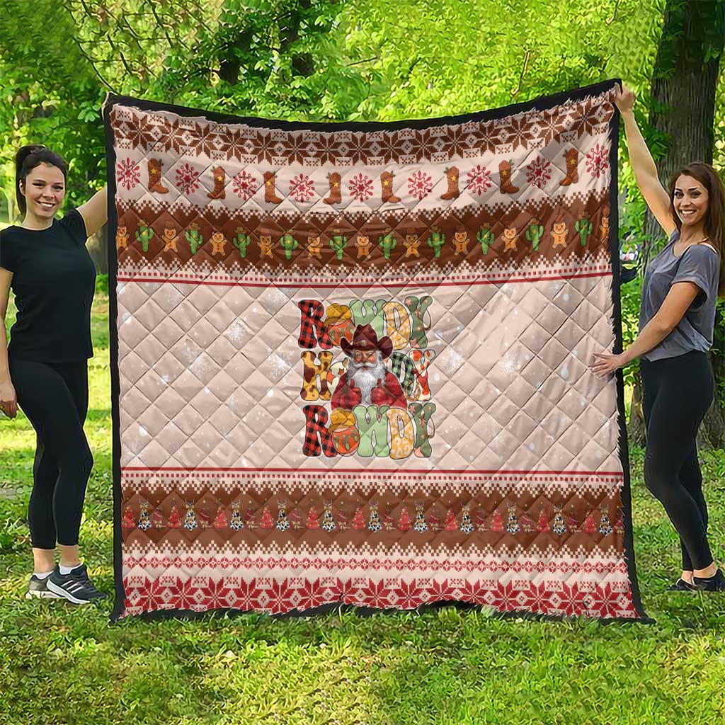 Howdy Christmas Quilt Cowboy Santa Western Xmas - Wonder Print Shop