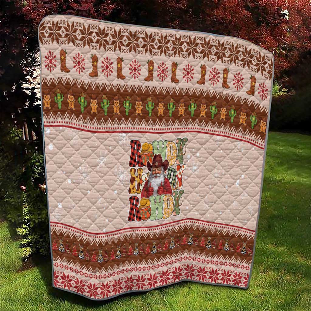 Howdy Christmas Quilt Cowboy Santa Western Xmas - Wonder Print Shop