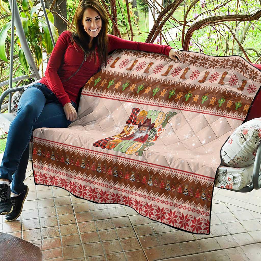 Howdy Christmas Quilt Cowboy Santa Western Xmas - Wonder Print Shop