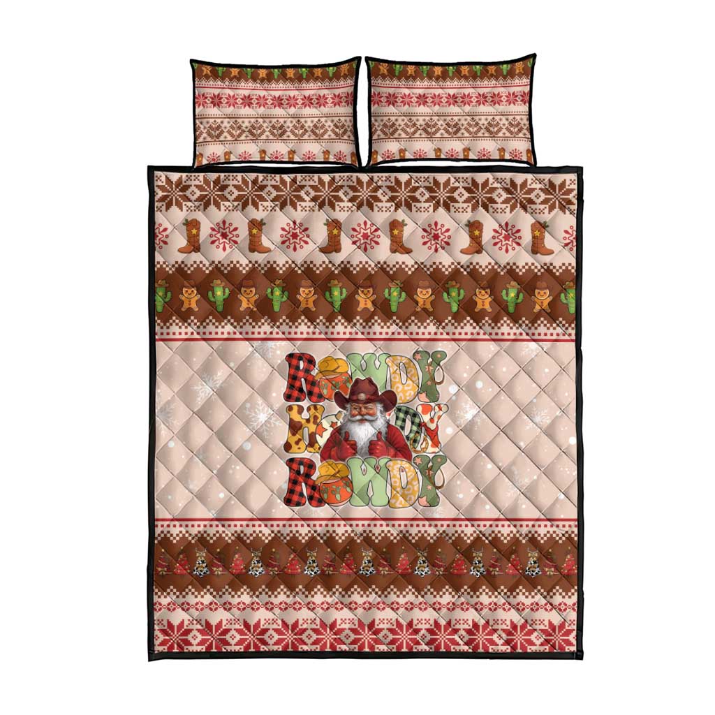 Howdy Christmas Quilt Bed Set Cowboy Santa Western Xmas - Wonder Print Shop