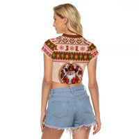 Howdy Christmas Raglan Cropped T Shirt Cowboy Santa Western Xmas - Wonder Print Shop