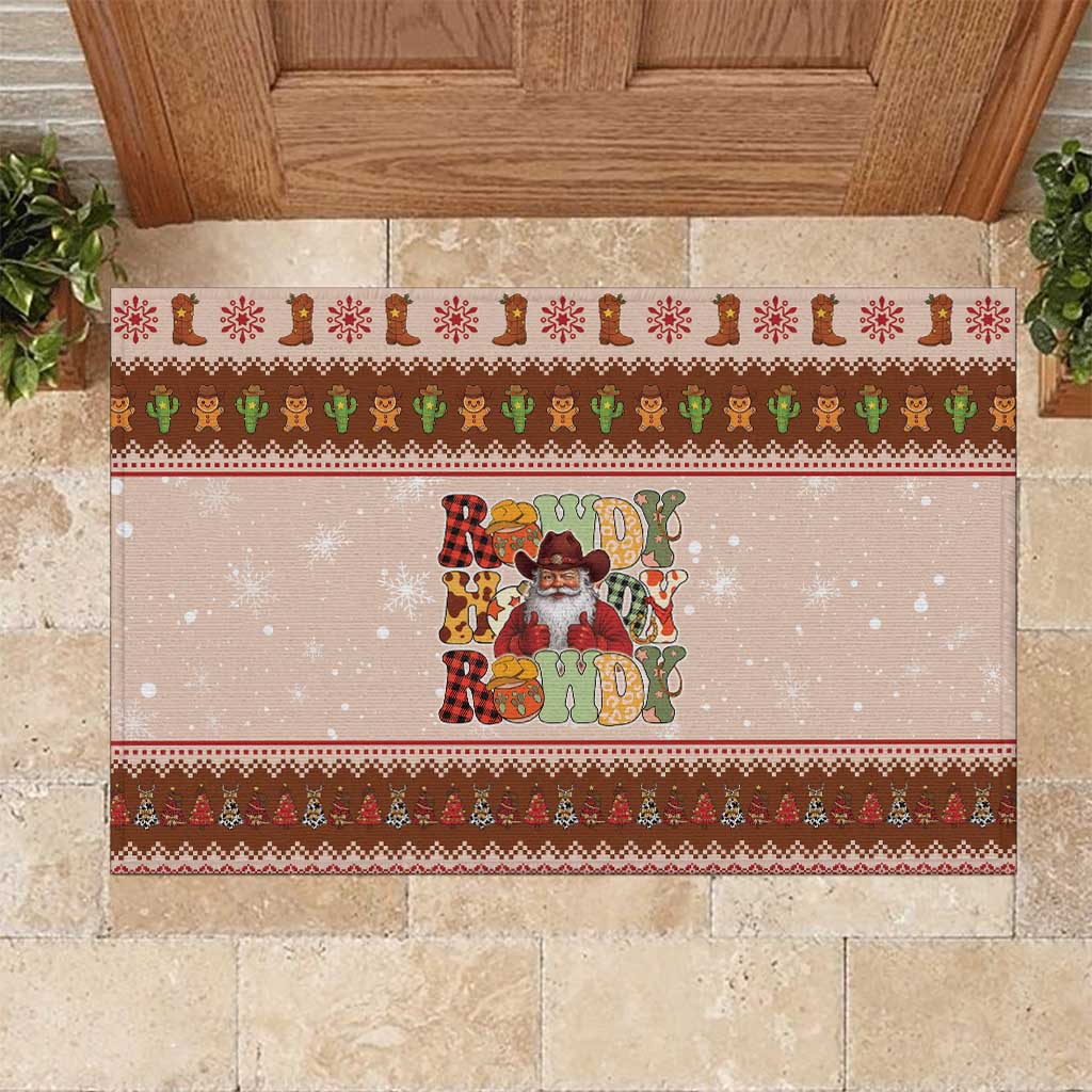 Howdy Christmas Rubber Doormat Cowboy Santa Western Xmas - Wonder Print Shop