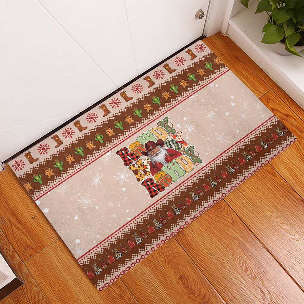 Howdy Christmas Rubber Doormat Cowboy Santa Western Xmas - Wonder Print Shop