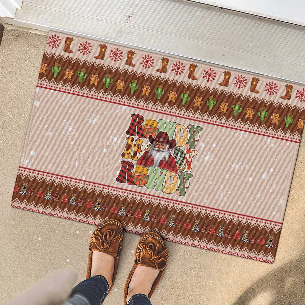 Howdy Christmas Rubber Doormat Cowboy Santa Western Xmas - Wonder Print Shop