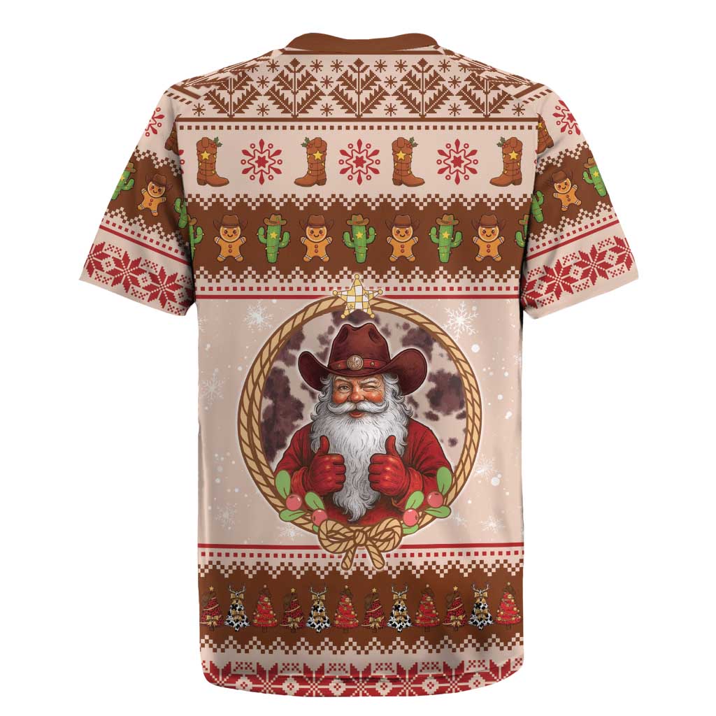 Howdy Christmas Rugby Jersey Cowboy Santa Western Xmas - Wonder Print Shop