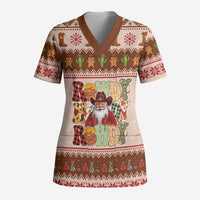 Howdy Christmas Scrub Top Cowboy Santa Western Xmas - Wonder Print Shop