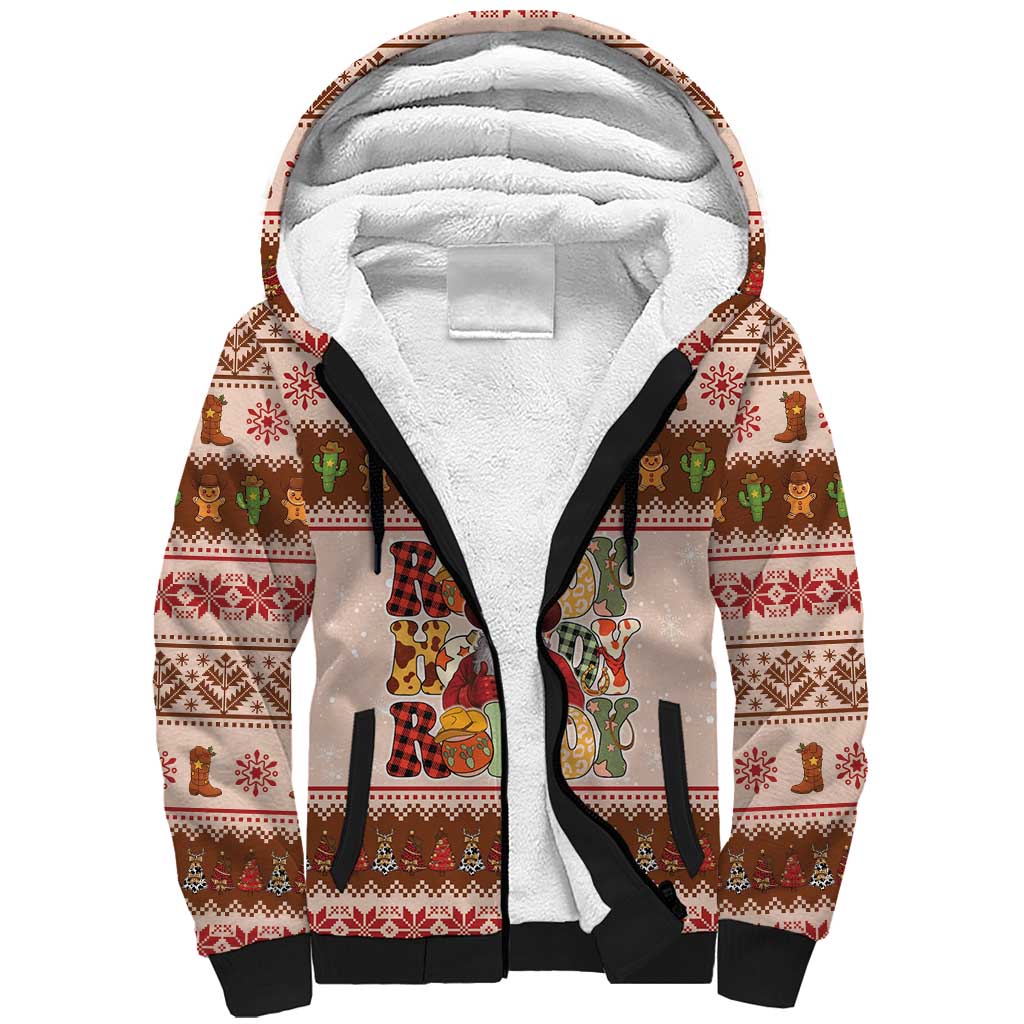 Howdy Christmas Sherpa Hoodie Cowboy Santa Western Xmas - Wonder Print Shop